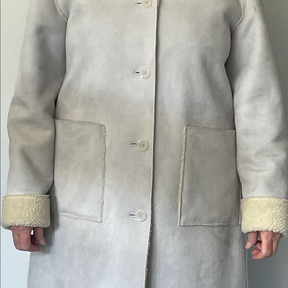 Pale blue sherpa topcoat; classic fit w hood; NWOT - Picture 3 of 6